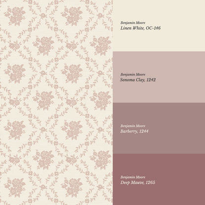 Helen Small Florals Mauve Wallpaper