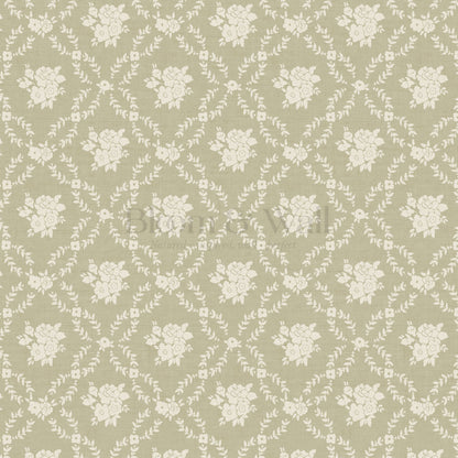 Helen Small Florals Green Olive Wallpaper