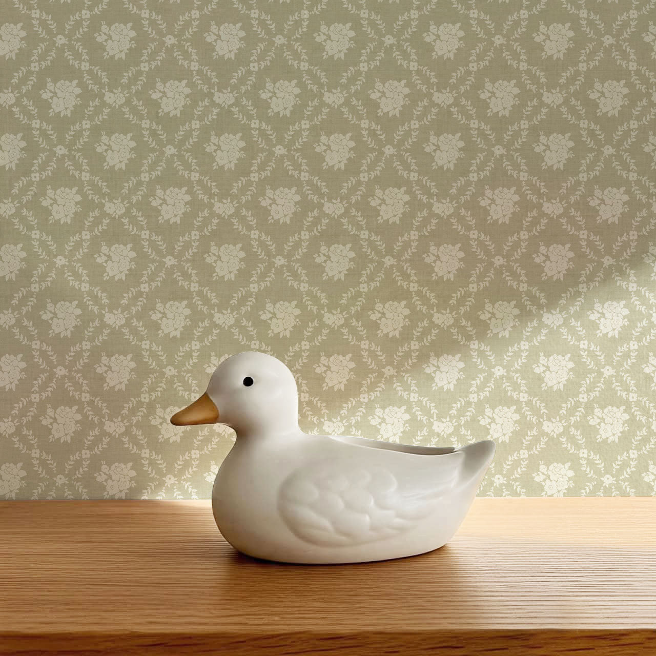 Helen Small Florals Green Olive Wallpaper