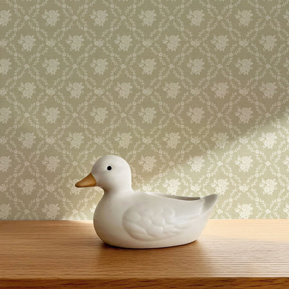 Helen Small Florals Green Olive Wallpaper