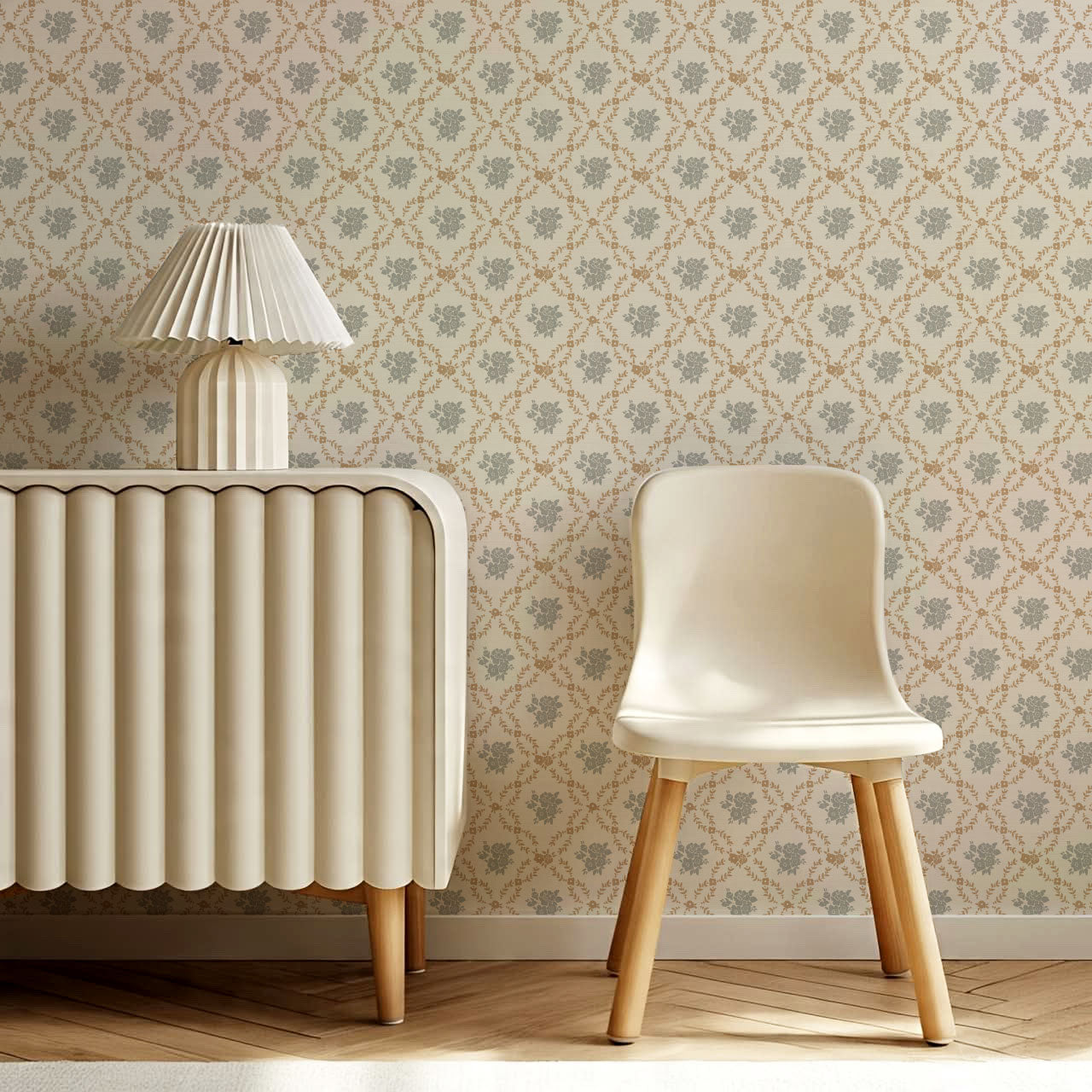 Helen Small Florals Neutral Wallpaper