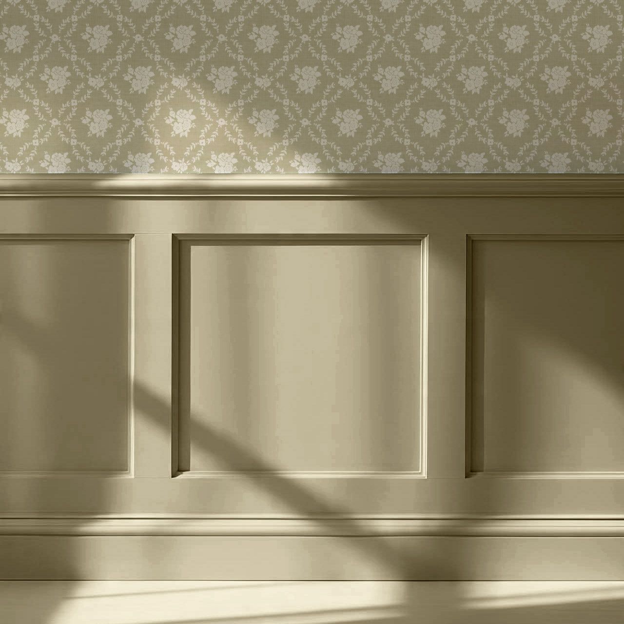 Helen Small Florals Green Olive Wallpaper