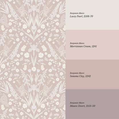 Heli Meadow Florals Dusty Mauve Wallpaper