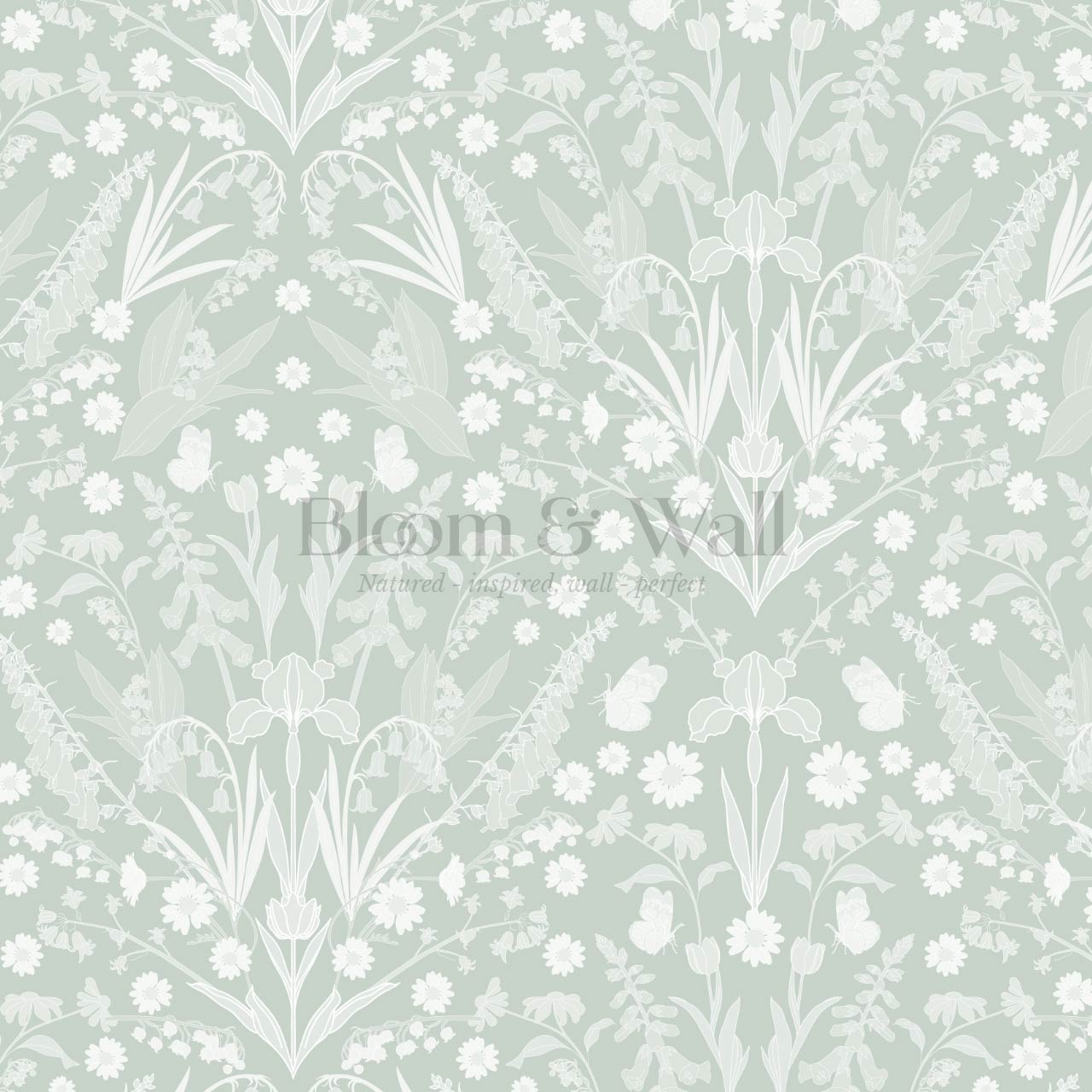 Heli Meadow Florals Soft Green Wallpaper