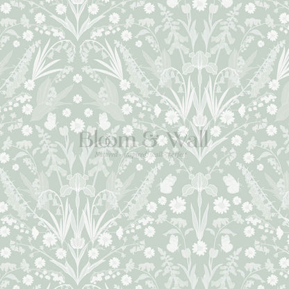 Heli Meadow Florals Soft Green Wallpaper