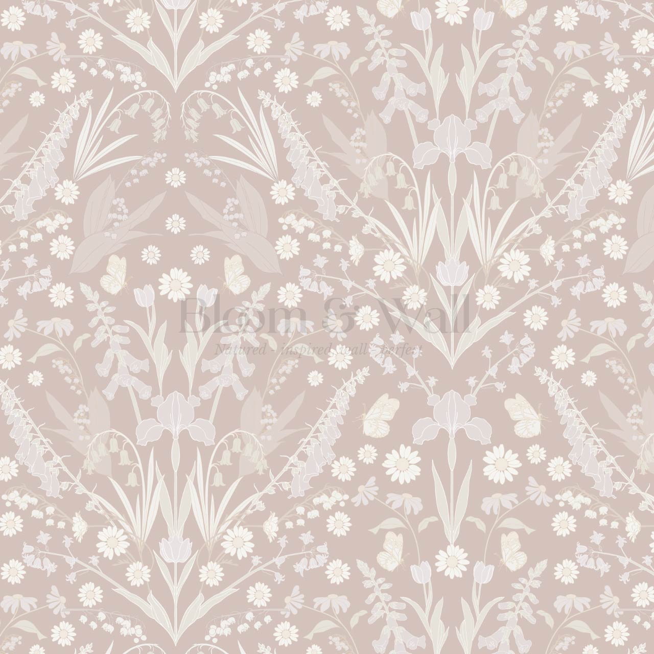 Heli Meadow Florals Dusty Mauve Wallpaper