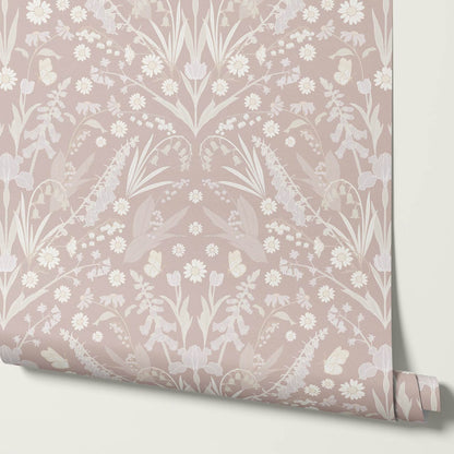 Heli Meadow Florals Dusty Mauve Wallpaper