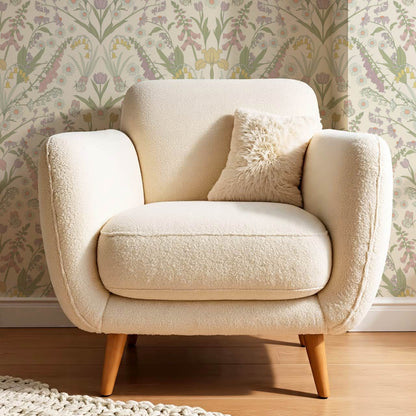 Heli Meadow Florals Cream Pastel Wallpaper