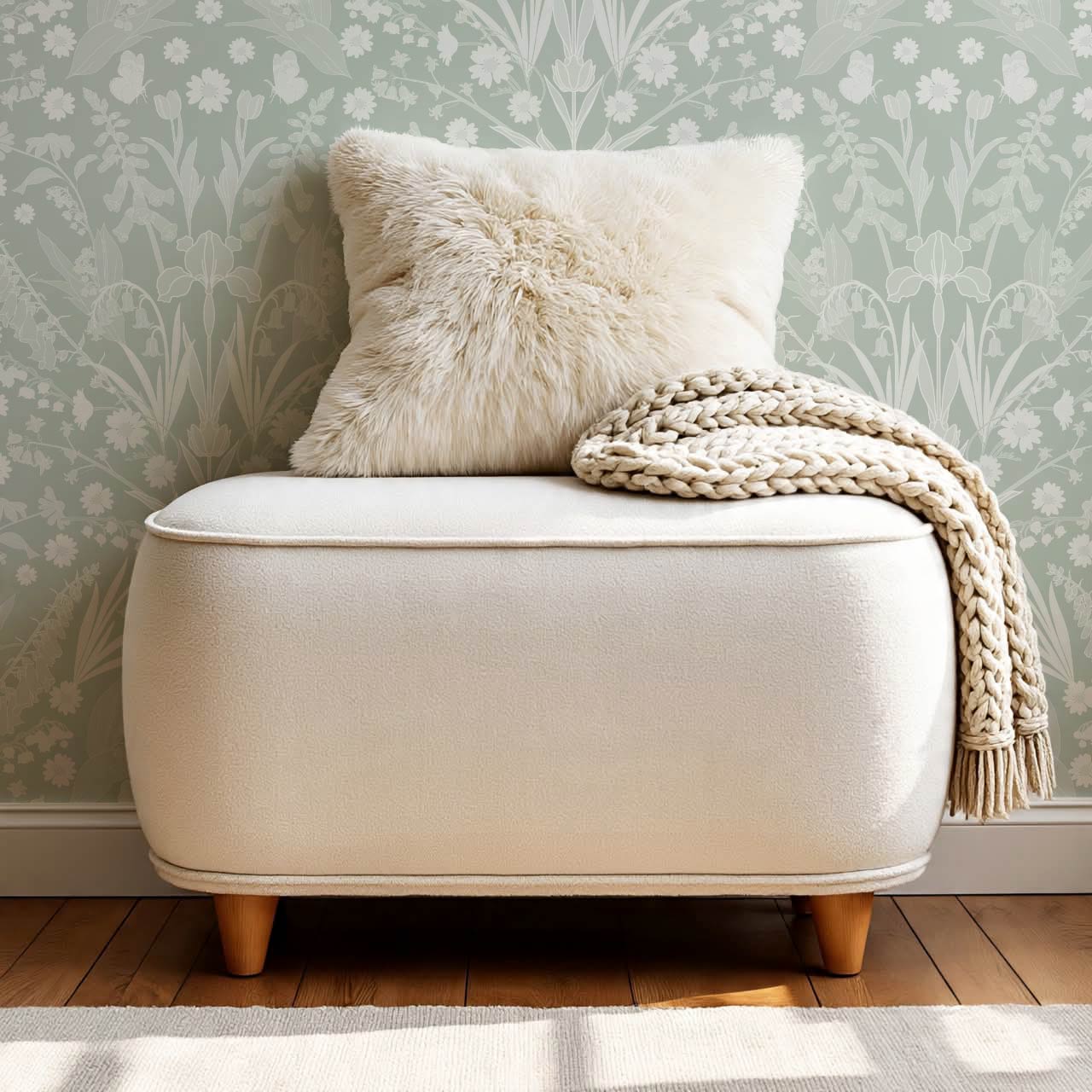 Heli Meadow Florals Soft Green Wallpaper