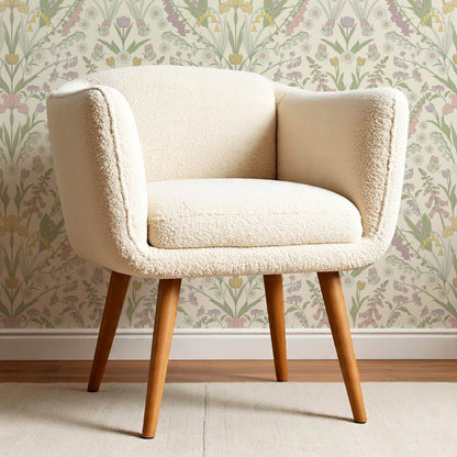 Heli Meadow Florals Cream Pastel Wallpaper