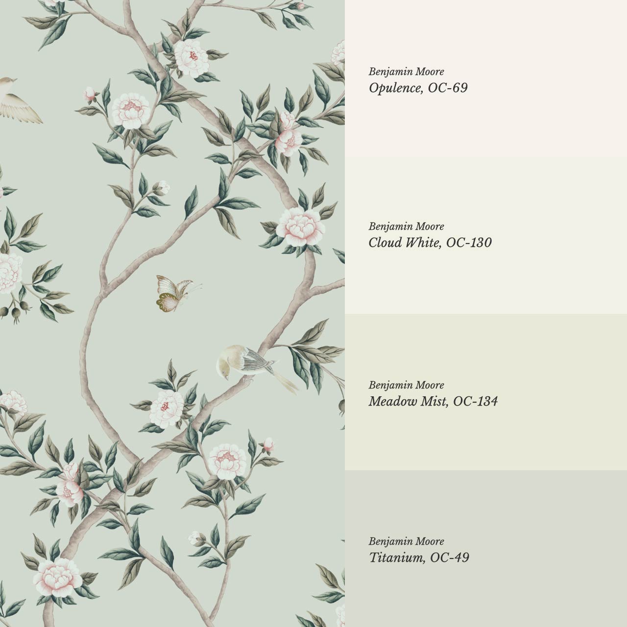 Hemma Porcelain Orchard Chinoiserie Sage Green Wallpaper