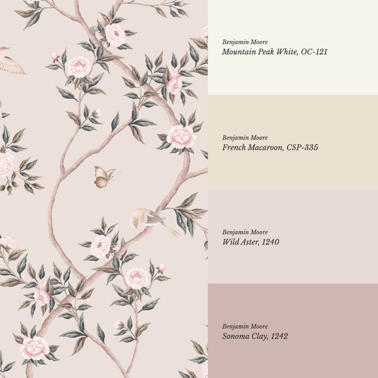 Hemma Porcelain Orchard Chinoiserie Rose Dust Beige Wallpaper