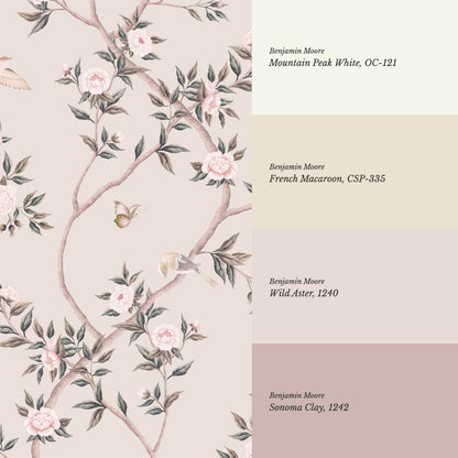 Hemma Porcelain Orchard Chinoiserie Rose Dust Beige Wallpaper
