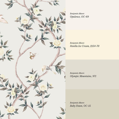 Hemma Porcelain Orchard Chinoiserie Ivory Pearl Wallpaper