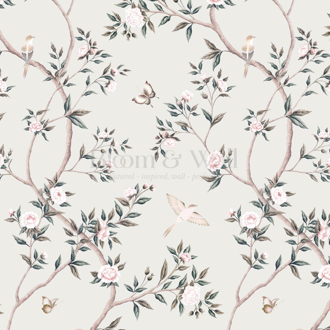 Hemma Porcelain Orchard Chinoiserie Ivory Pastel Wallpaper
