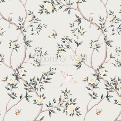 Hemma Porcelain Orchard Chinoiserie Ivory Pearl Wallpaper
