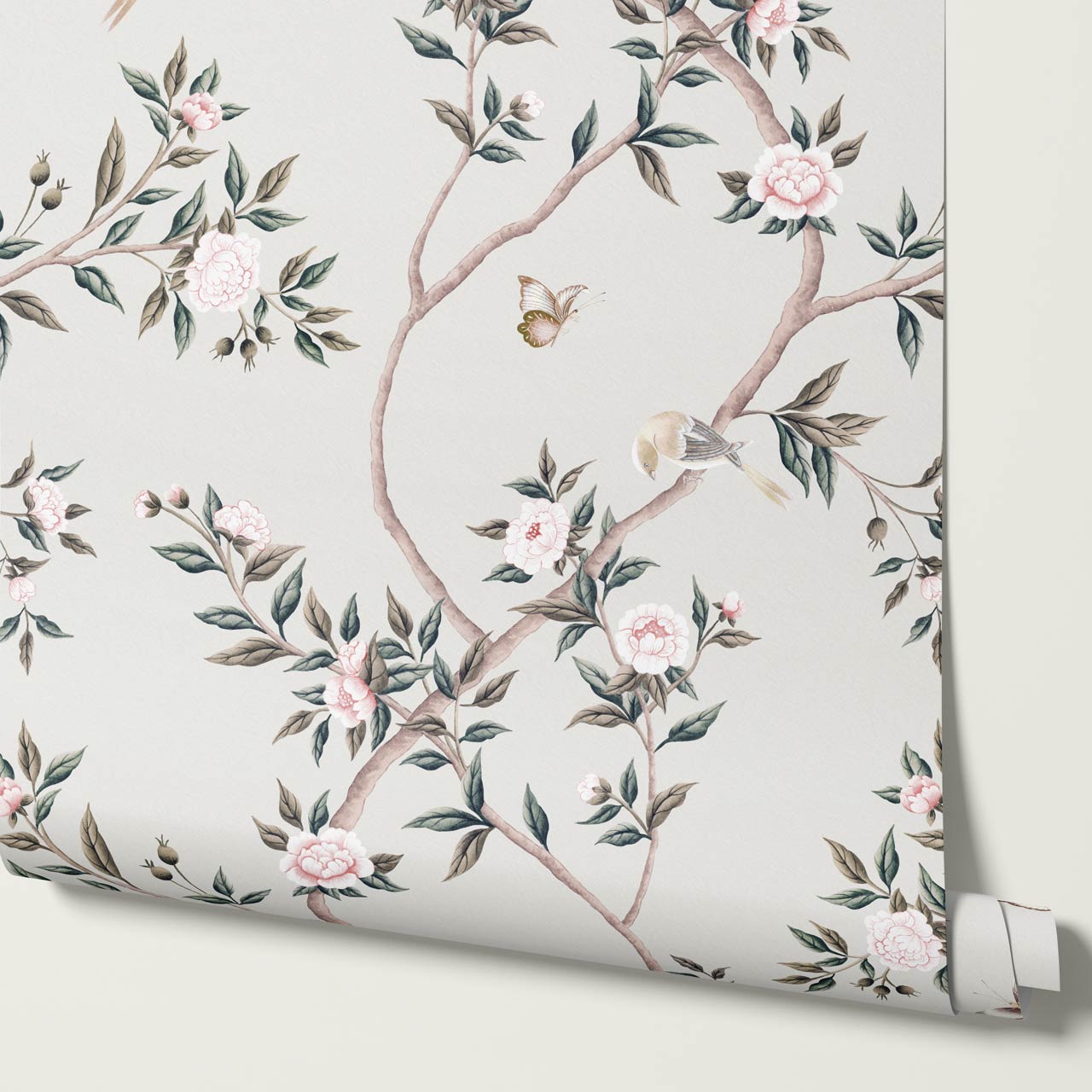 Hemma Porcelain Orchard Chinoiserie Ivory Pastel Wallpaper