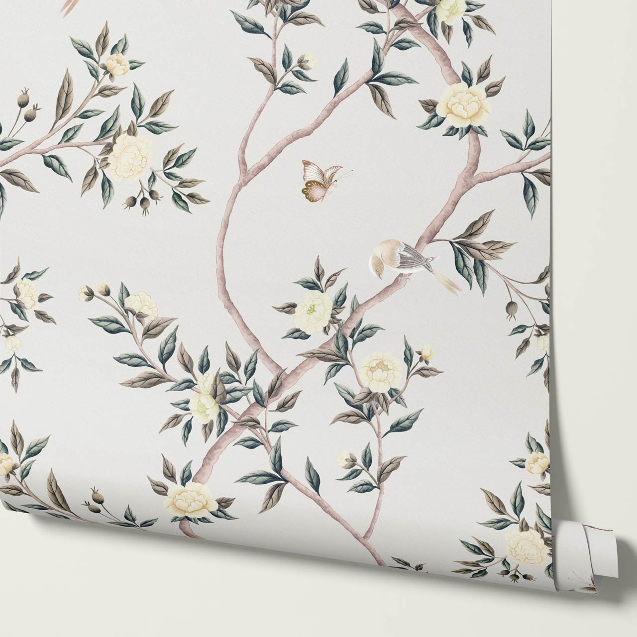Hemma Porcelain Orchard Chinoiserie Ivory Pearl Wallpaper
