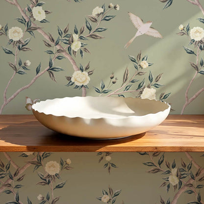 Hemma Porcelain Orchard Chinoiserie Sage Pearl Wallpaper