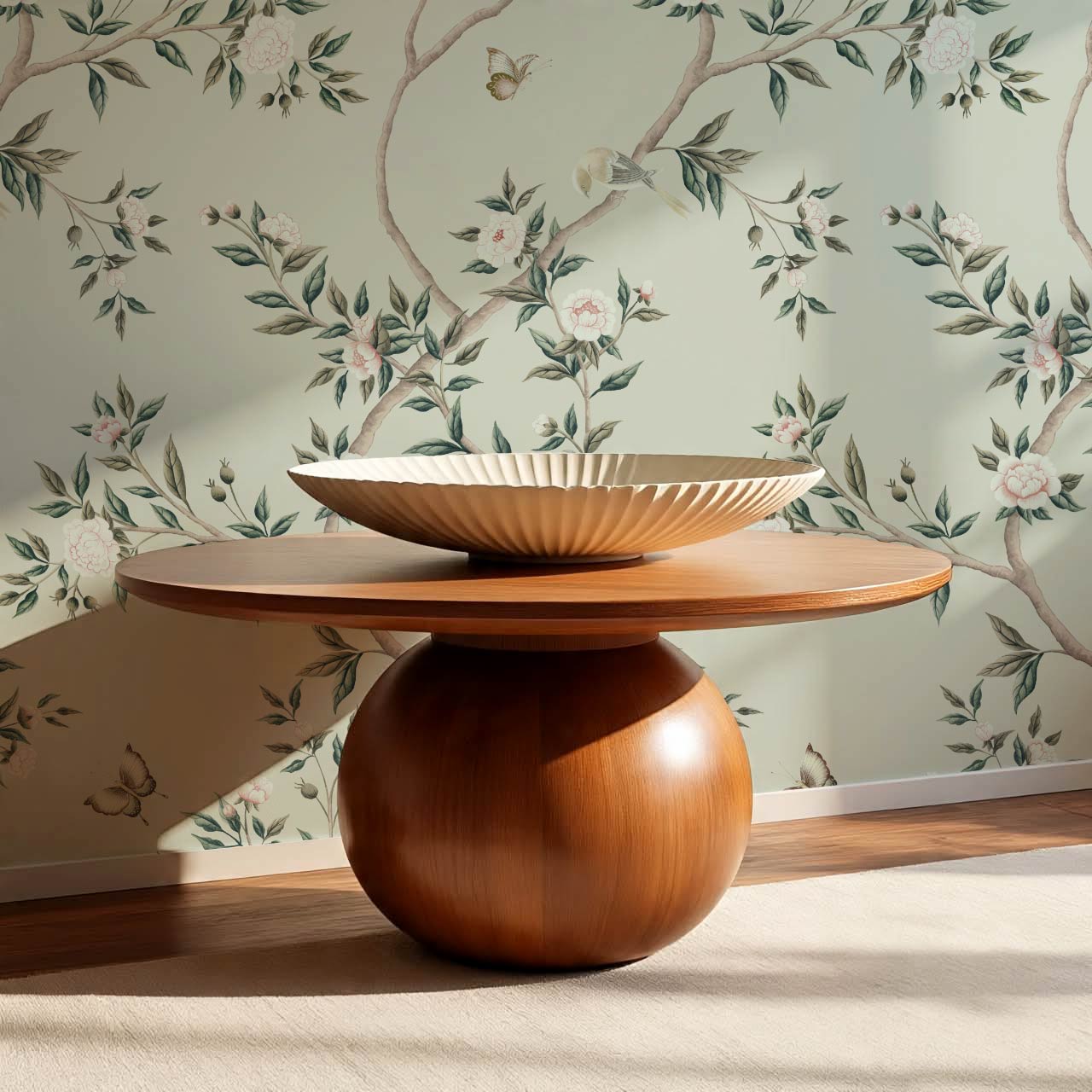 Hemma Porcelain Orchard Chinoiserie Sage Green Wallpaper