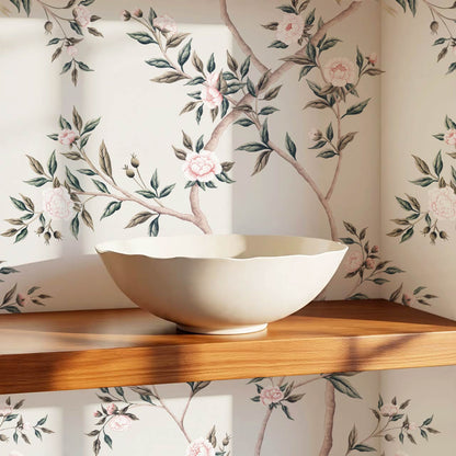 Hemma Porcelain Orchard Chinoiserie Ivory Pastel Wallpaper