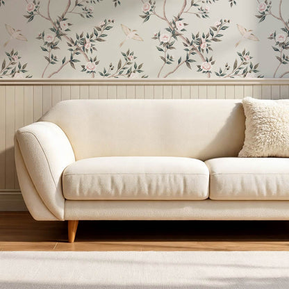 Hemma Porcelain Orchard Chinoiserie Ivory Pastel Wallpaper