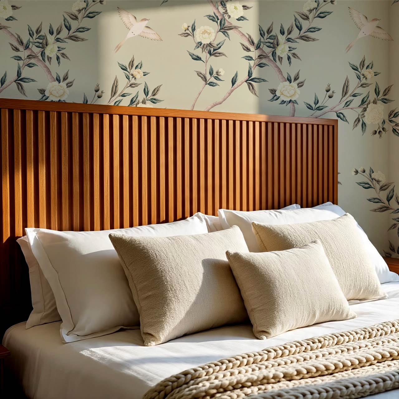 Hemma Porcelain Orchard Chinoiserie Soft Sage Ivory Wallpaper