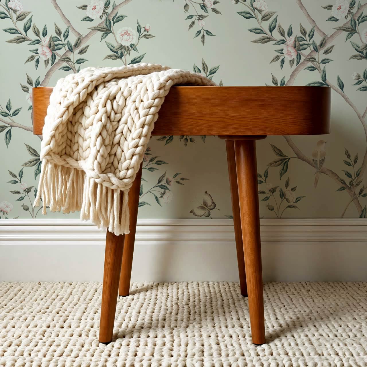 Hemma Porcelain Orchard Chinoiserie Sage Green Wallpaper