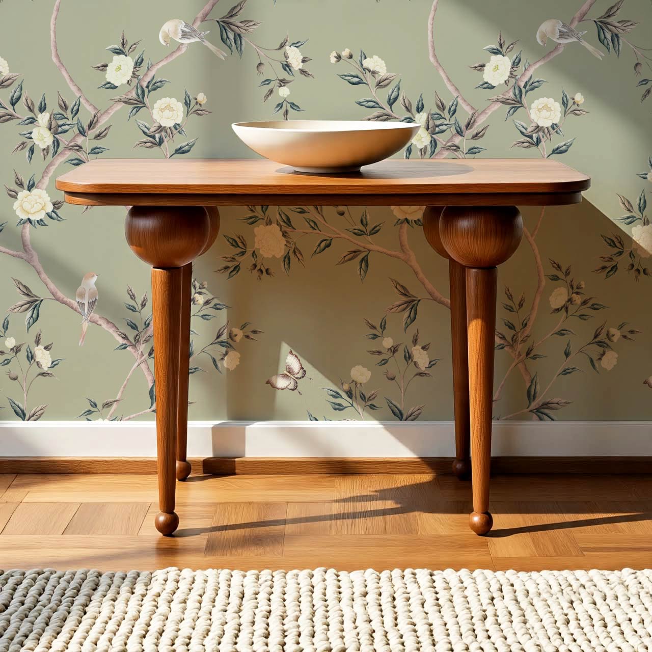 Hemma Porcelain Orchard Chinoiserie Sage Pearl Wallpaper
