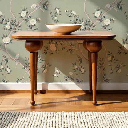 Hemma Porcelain Orchard Chinoiserie Sage Pearl Wallpaper