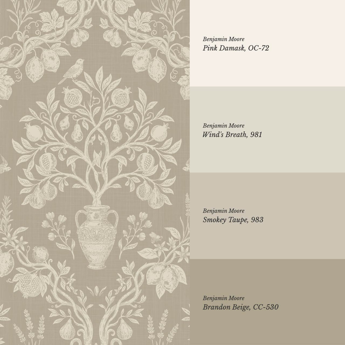 Hilaria Mediterranean Garden Wet Sand Bone Wallpaper