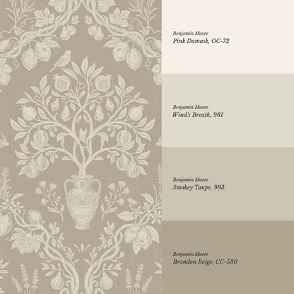 Hilaria Mediterranean Garden Wet Sand Bone Wallpaper
