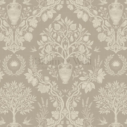 Hilaria Mediterranean Garden Wet Sand Bone Wallpaper