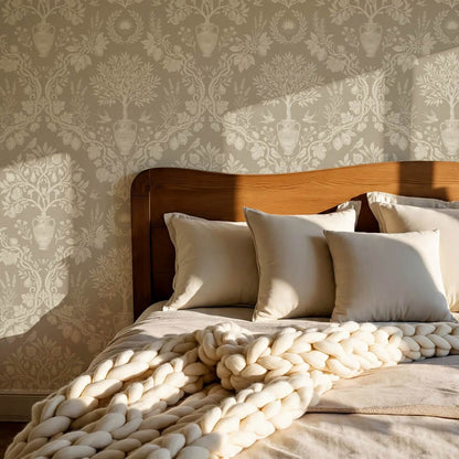 Hilaria Mediterranean Garden Wet Sand Bone Wallpaper