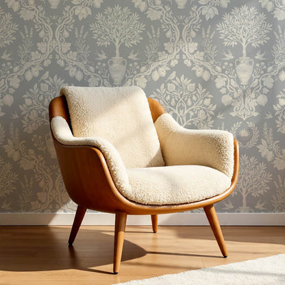 Hilaria Mediterranean Garden French Blue Cream Wallpaper