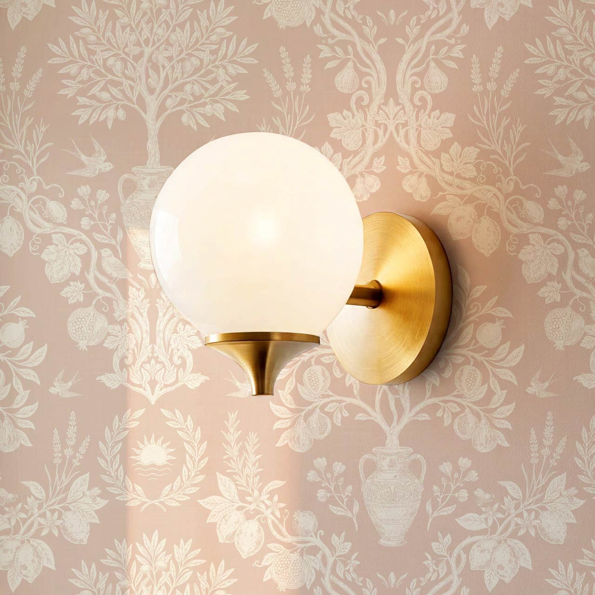Hilaria Mediterranean Garden Dusty Pink Cream Wallpaper