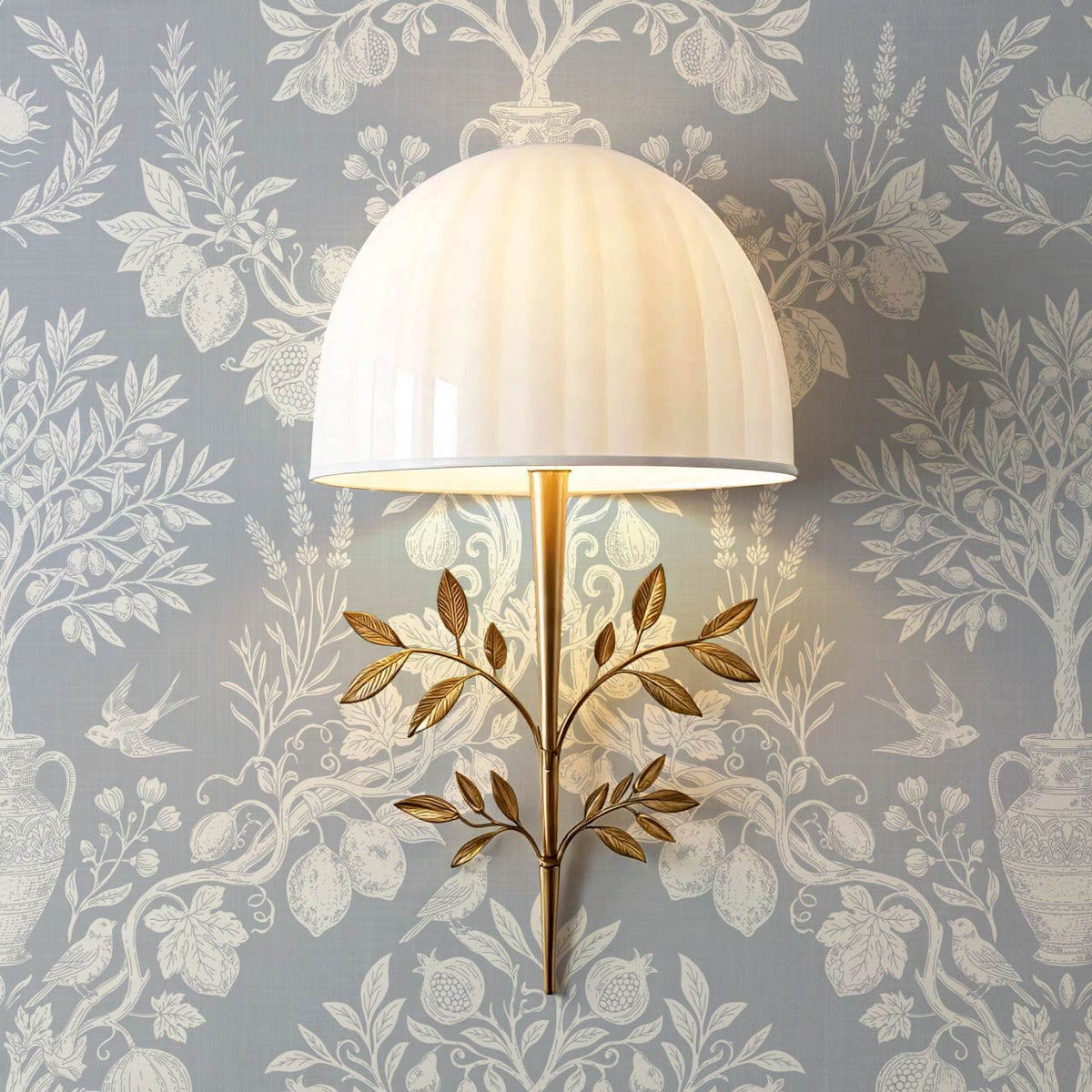 Hilaria Mediterranean Garden French Blue Cream Wallpaper