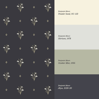 Hope Snowdrop Navy Wallpaper