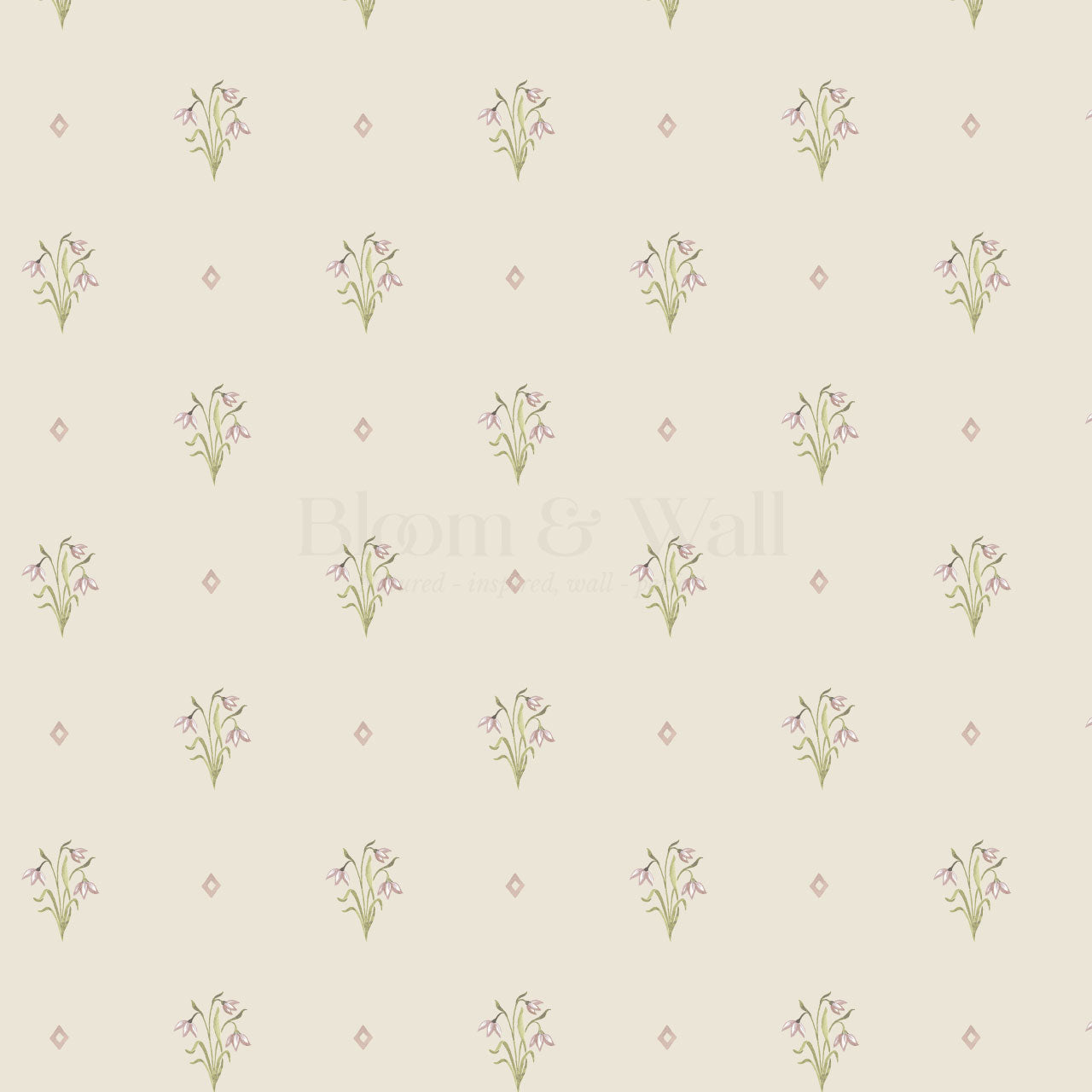 Hope Snowdrop Beige Pink Wallpaper