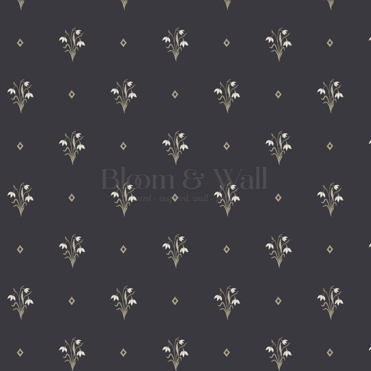 Hope Snowdrop Navy Wallpaper