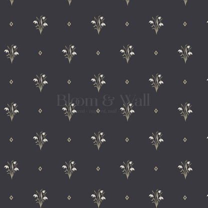 Hope Snowdrop Navy Wallpaper