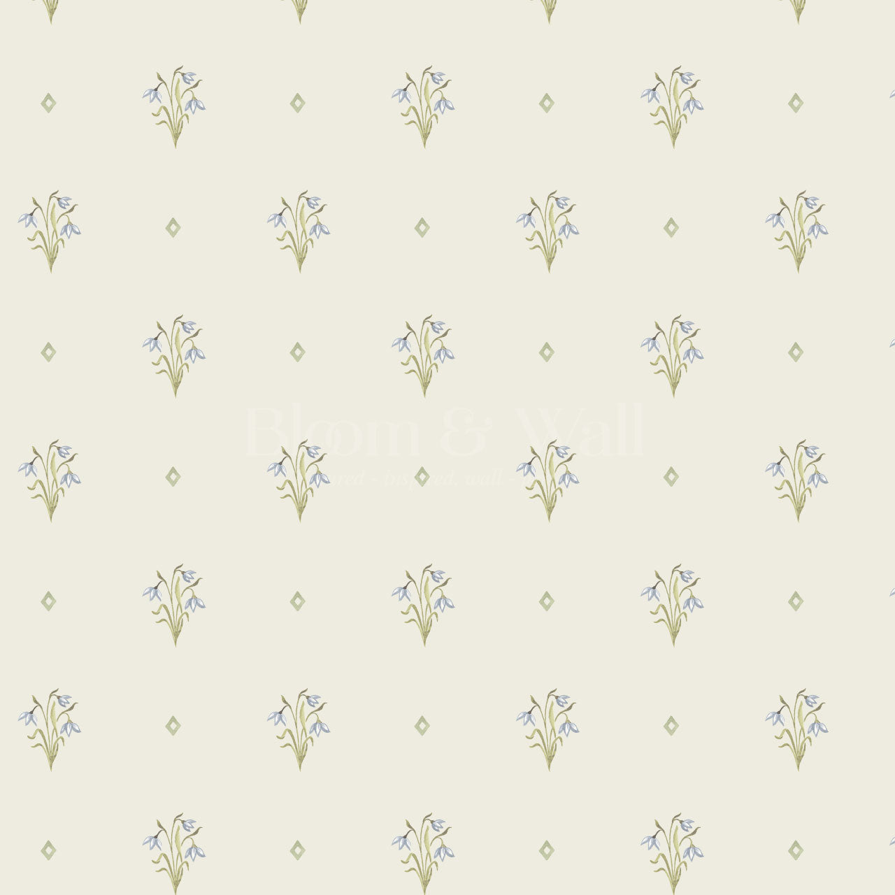 Hope Snowdrop Blue Cream Wallpaper