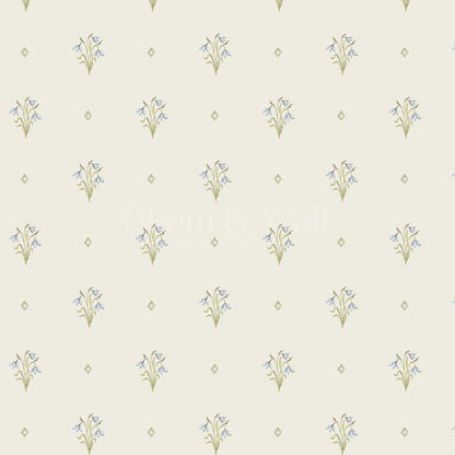Hope Snowdrop Blue Cream Wallpaper