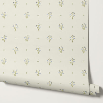 Hope Snowdrop Blue Cream Wallpaper