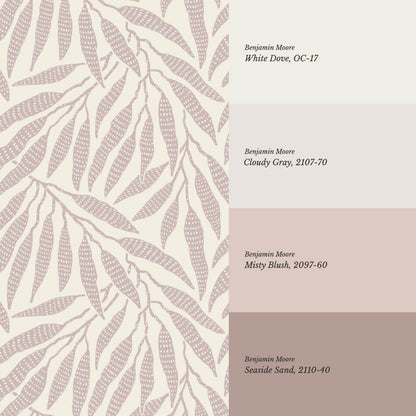 Hortensia Bamboo Tranquility Ivory Dusty Rose Wallpaper