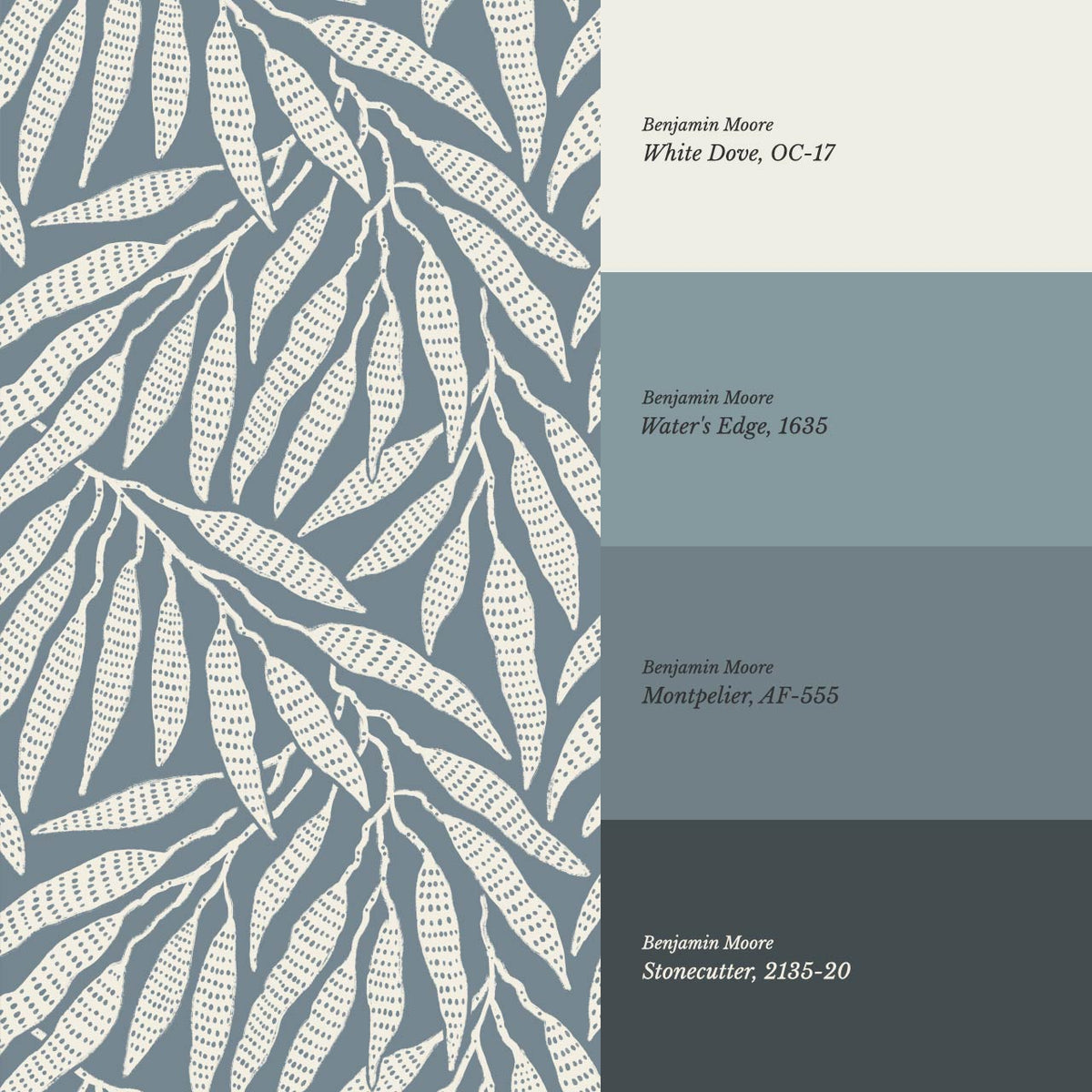 Hortensia Bamboo Tranquility Blue Gray Ivory Wallpaper