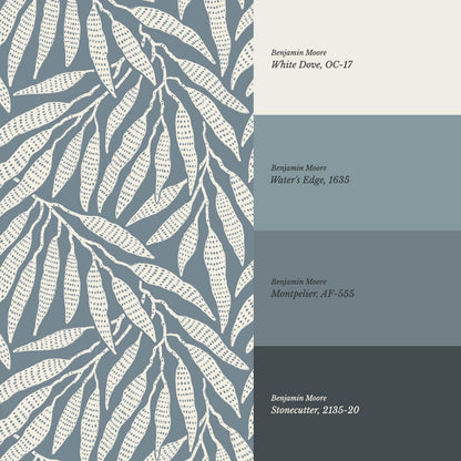 Hortensia Bamboo Tranquility Blue Gray Ivory Wallpaper