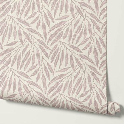 Hortensia Bamboo Tranquility Ivory Dusty Rose Wallpaper