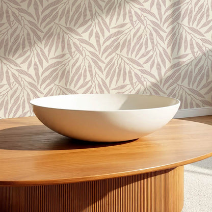 Hortensia Bamboo Tranquility Ivory Dusty Rose Wallpaper
