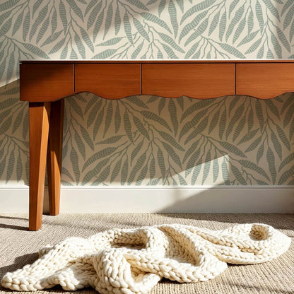 Hortensia Bamboo Tranquility Ivory Sage Wallpaper